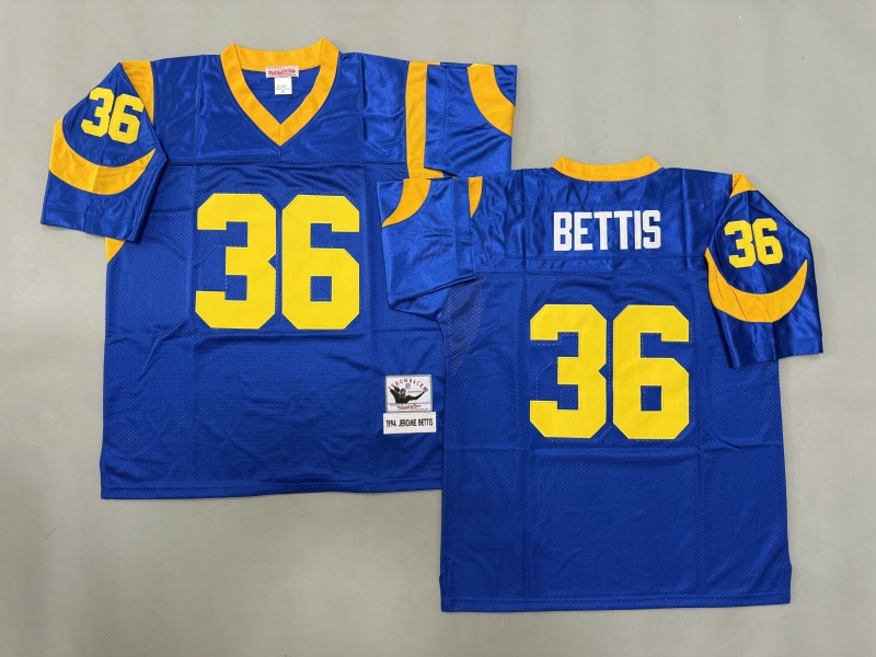 Men 2025 Los Angeles Rams #36 Bettis blue Throwback Limited NFL Jersey style 002